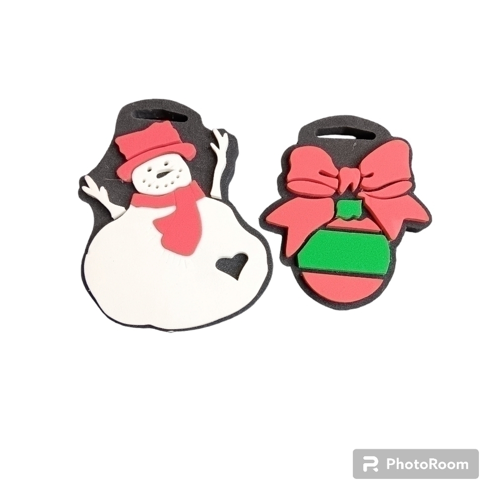 VTG Chunky Stamps Christmas Snowman and Ornament Foam Stamps‎ Set of 2 New